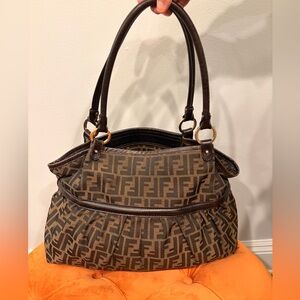 Fendi Brown FF Logo Shoulder Bag